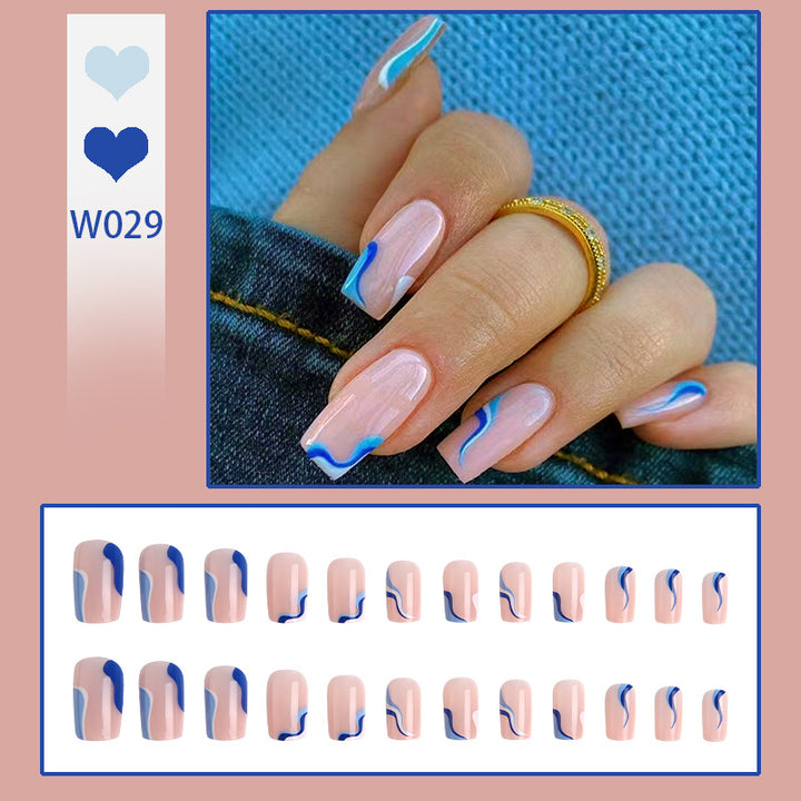 Trendy artificial nails with abstract wave pattern Stornfield