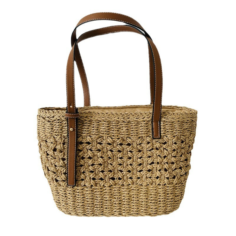 Handcrafted beach bag with high-quality leather handles Stornfield