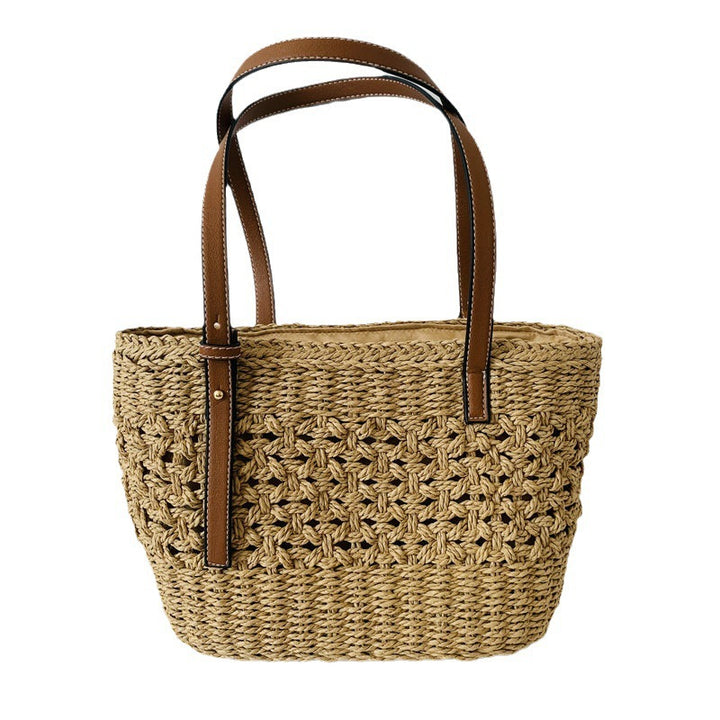 Handcrafted beach bag with high-quality leather handles Stornfield