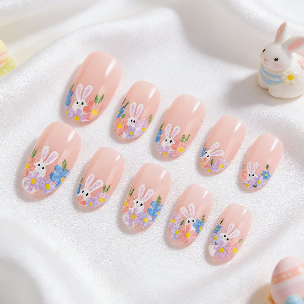 Artistic Floral Bunny Press-On Nails Stornfield