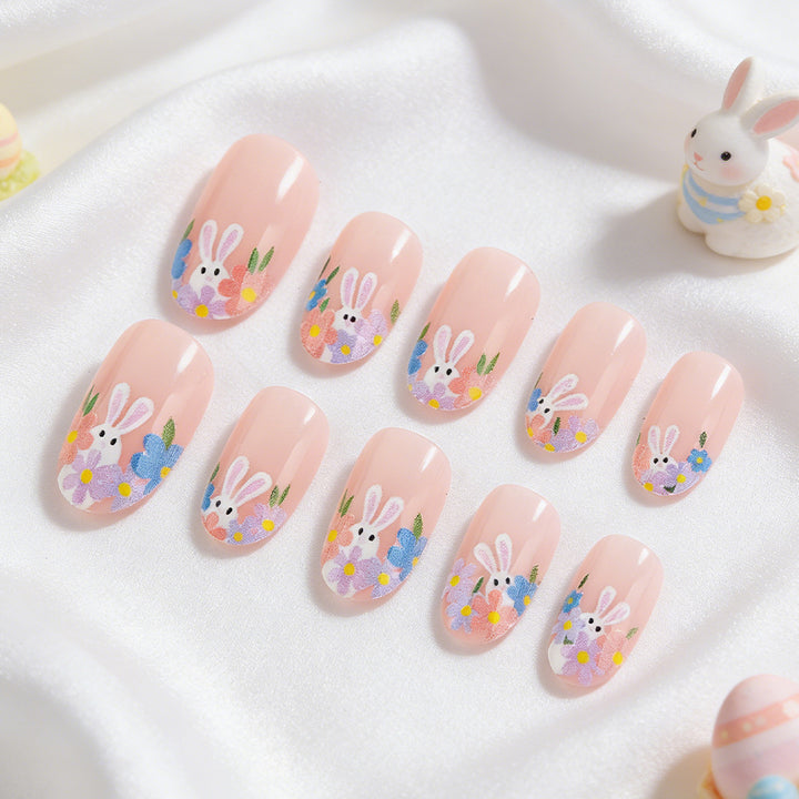 Artistic Floral Bunny Press-On Nails Stornfield
