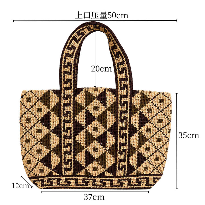 Handwoven Macrame Tote Bag with Geometric Pattern Stornfield