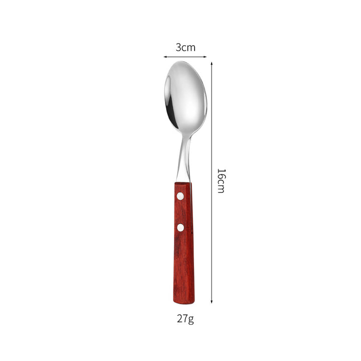 Dessert spoon with ergonomic wooden handle Stornfield