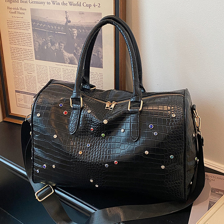 Elegant Handbag with Luxurious Crocodile Pattern and Colorful Applications Stornfield