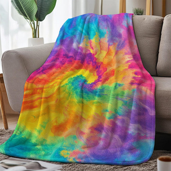 Vibrant Tie-Dye Fleece Throw Blanket