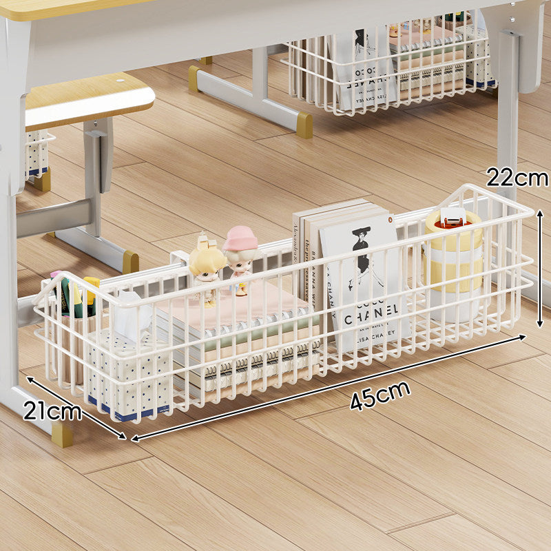 Under-Desk Sliding Wire Storage Basket Organizer with Mounting Clips