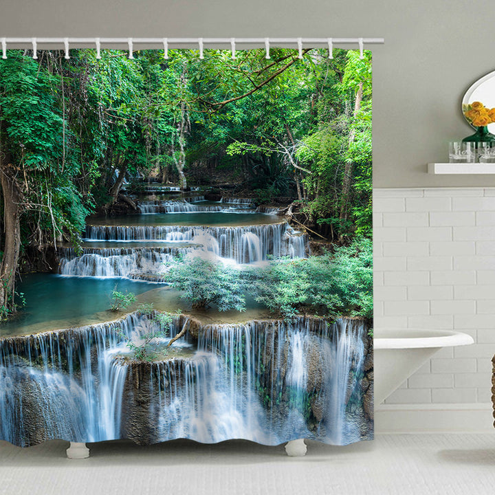 Scenic Waterfall Print Shower Curtain Stornfield