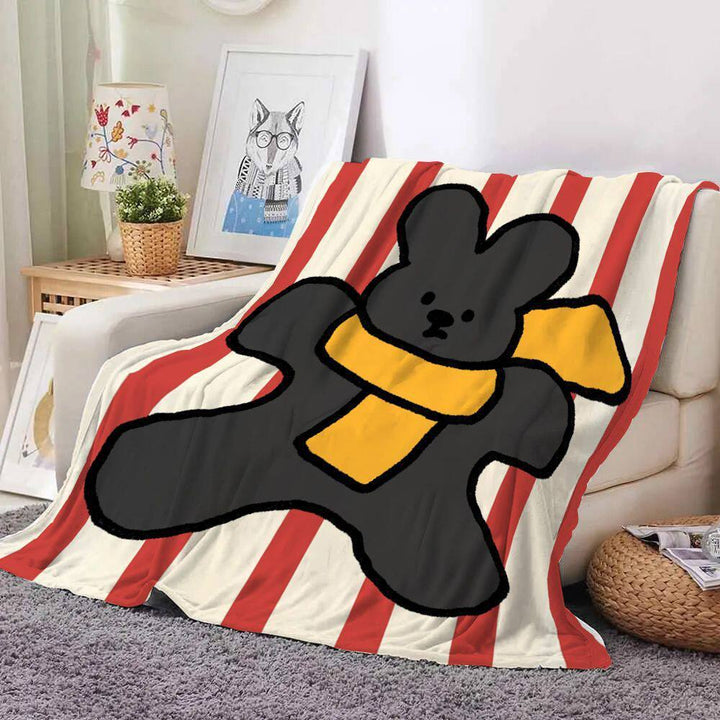 Cartoon Cat-Themed Fleece Throw Blanket