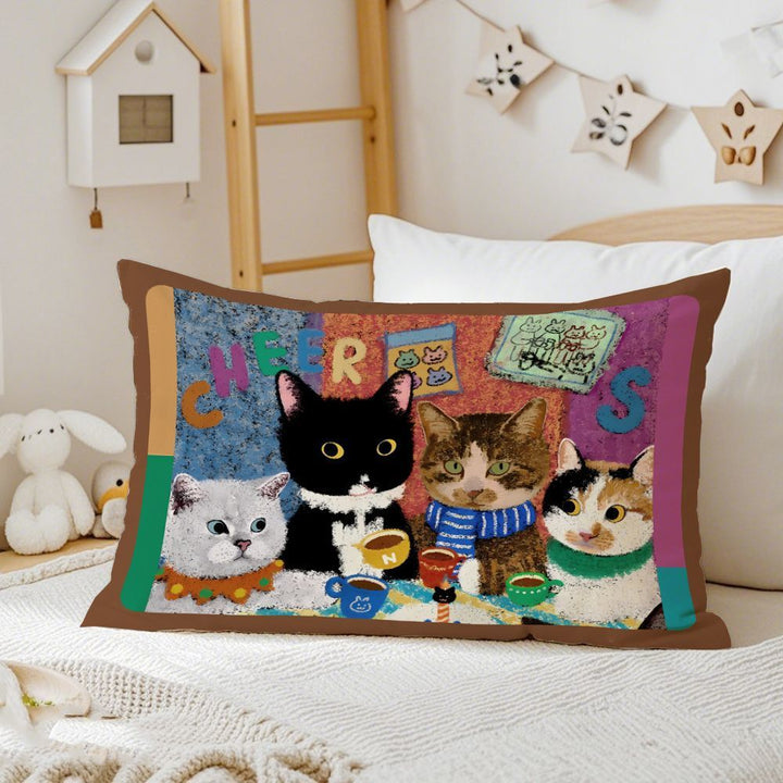 Artistic Cat-Themed Decorative Throw Pillow