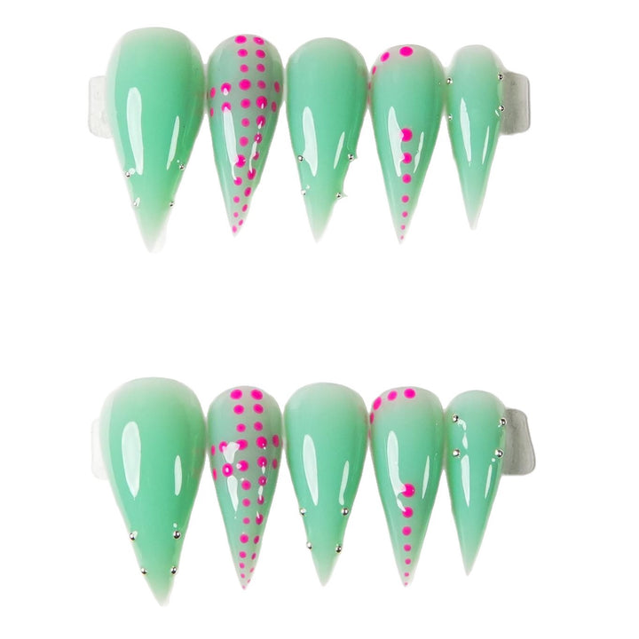 Stiletto Press-On Nail Enhancements with Gem Accents