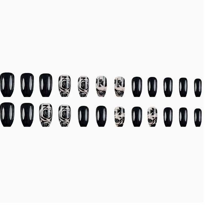 Artistic Floral Press-On Nail Art Enhancements Stornfield