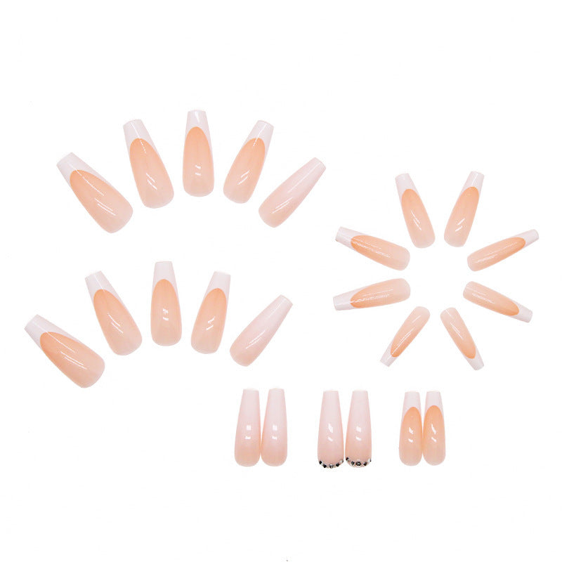 Elegant artificial nail set with high gloss and French tip colors Stornfield