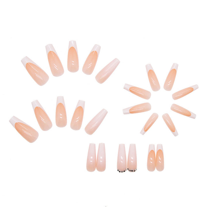 Elegant artificial nail set with high gloss and French tip colors Stornfield