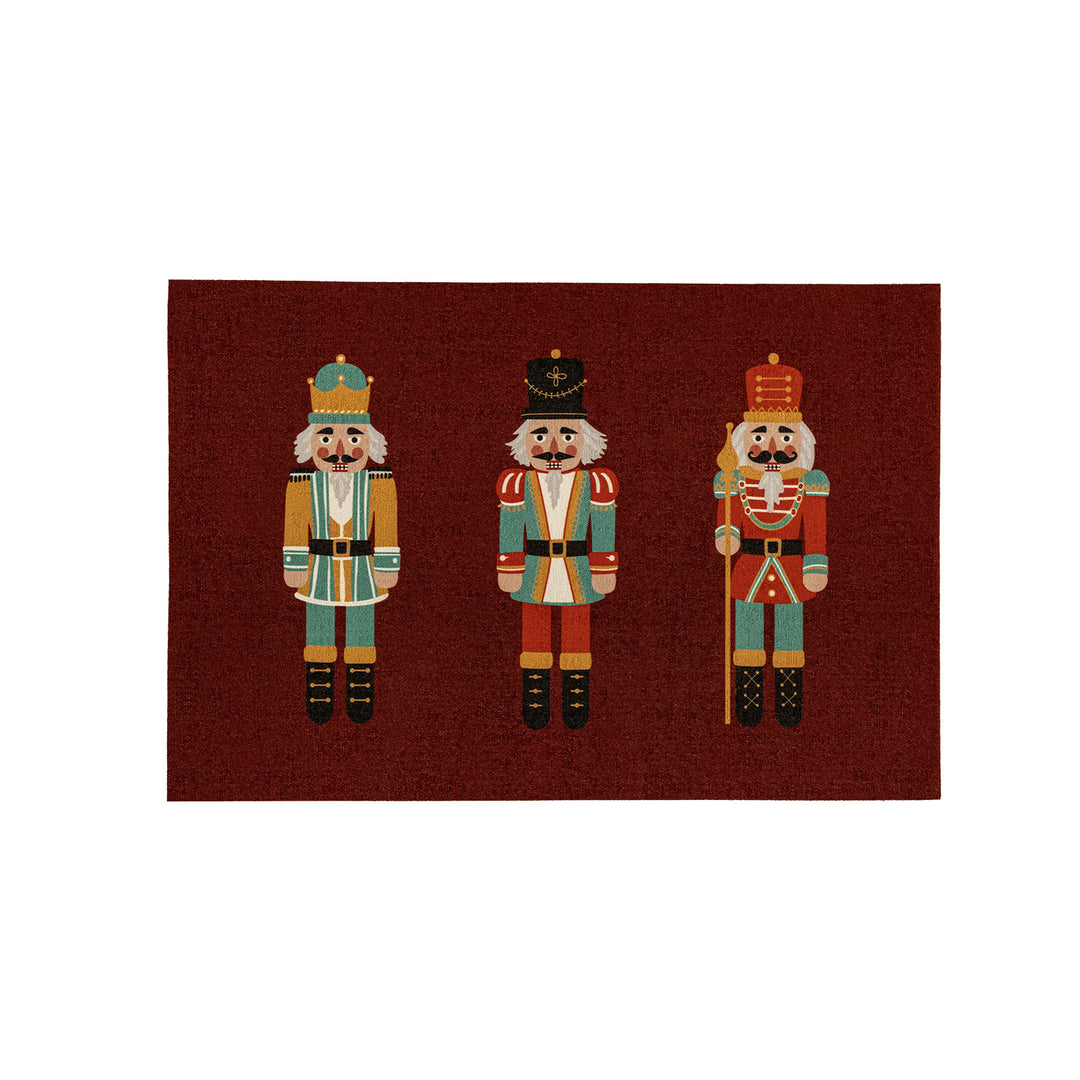 Decorative door mat with nutcracker motif and durable structure Stornfield