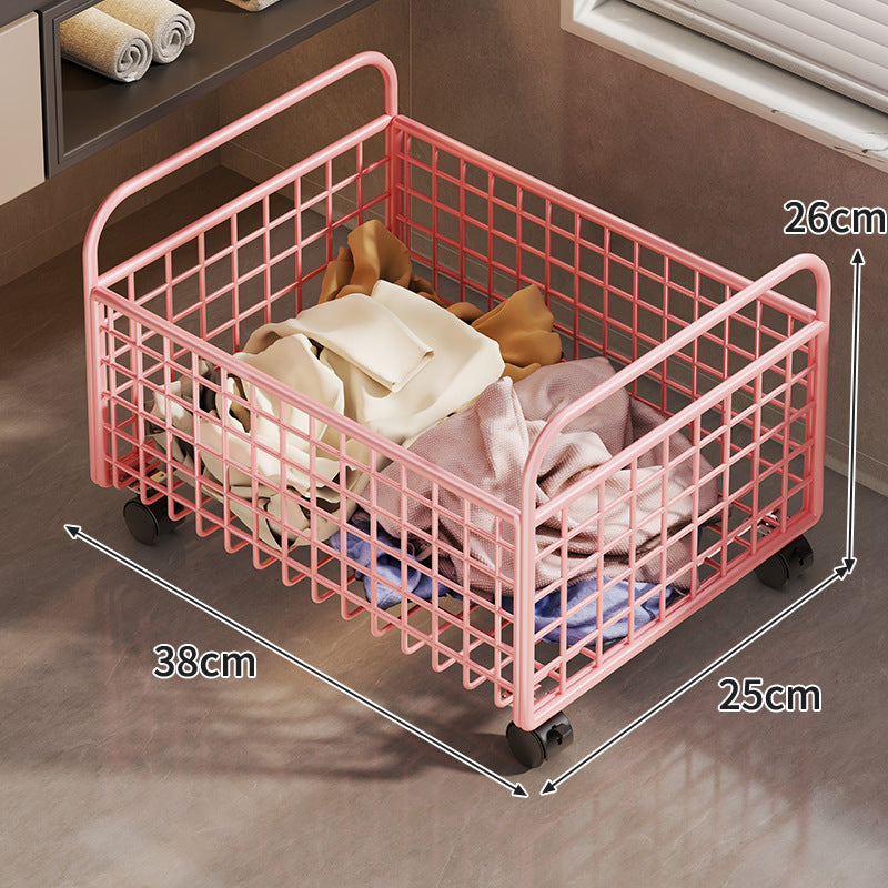 Metal Wire Grid Storage Basket with Raised Side Handles for Shelf and Countertop Organization