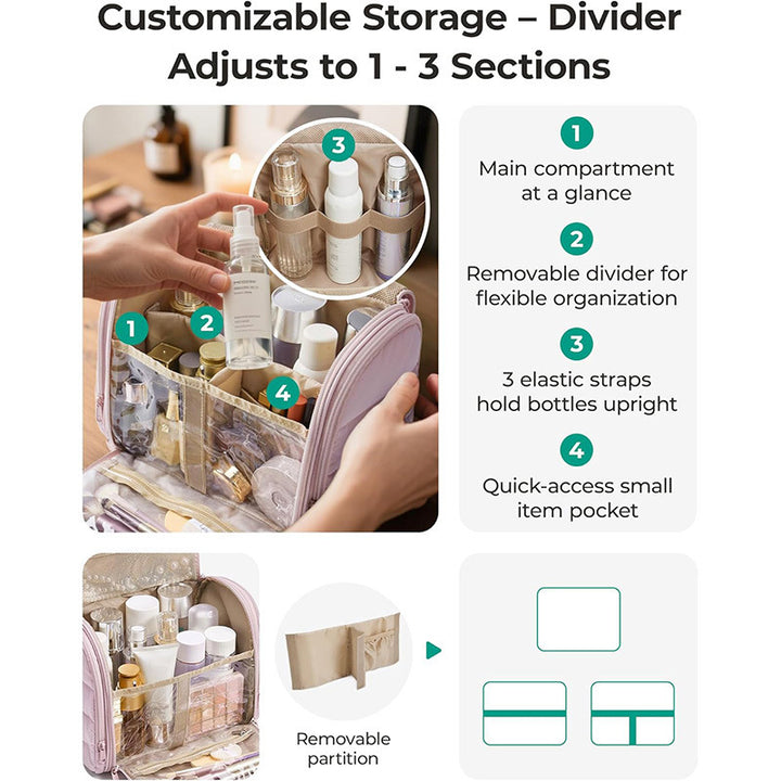 Cosmetic Organizer Bag with Removable Hook and Transparent Compartments Stornfield