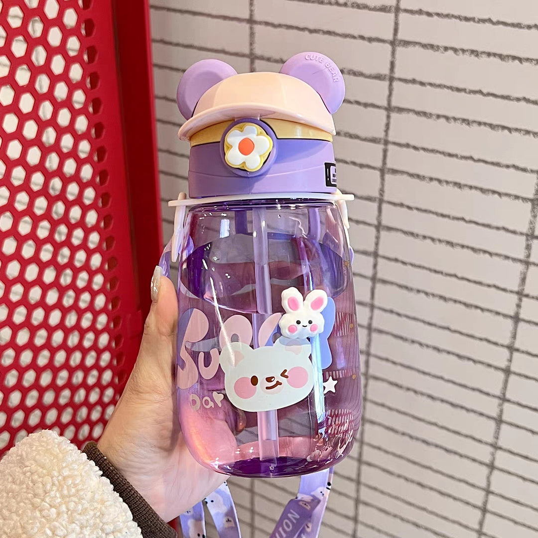 Women Playful Children's Drinking Bottle with Integrated Straw Stornfield