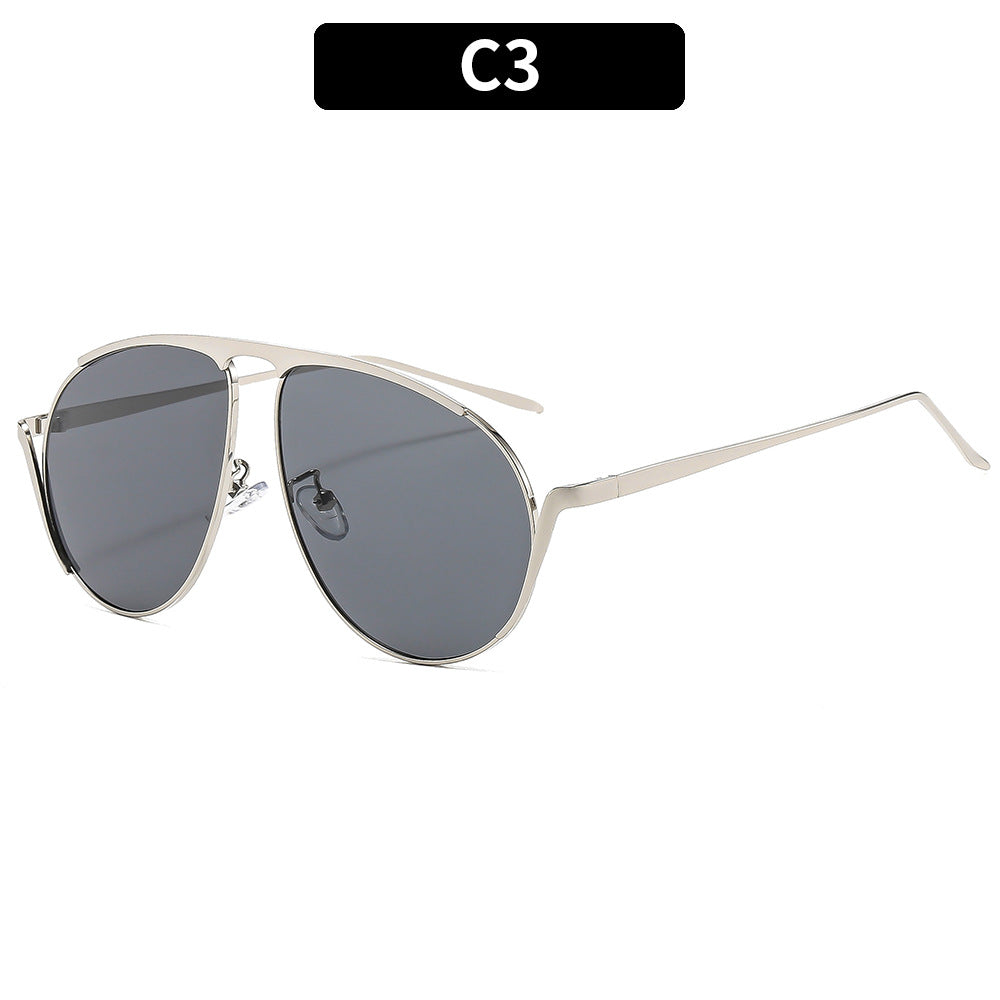 Oversized Aviator Sunglasses with Gold Accents