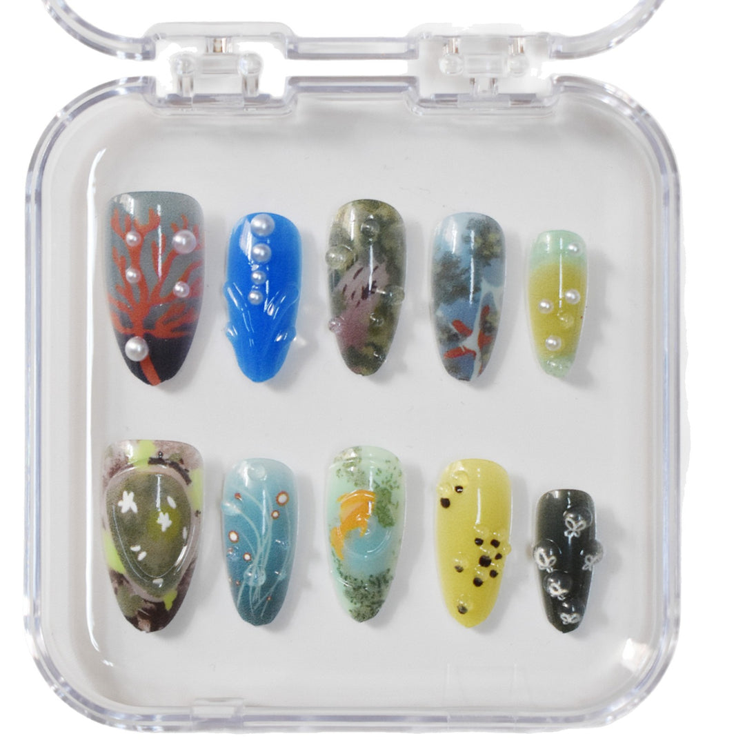 Artistic Ocean-Inspired Press-On Nails Stornfield
