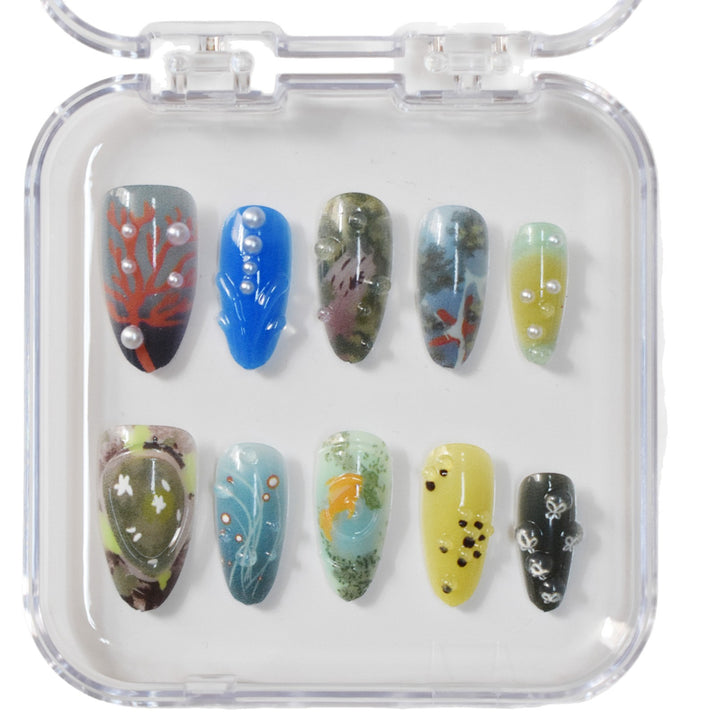 Artistic Ocean-Inspired Press-On Nails Stornfield