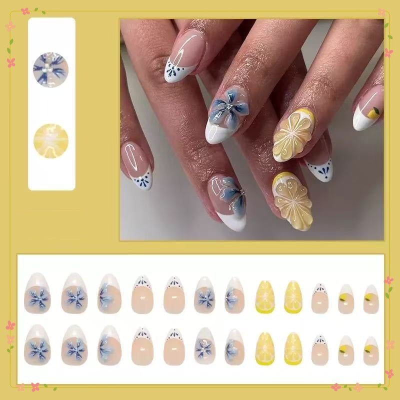 Artistic artificial nails with floral and fruity accents Stornfield