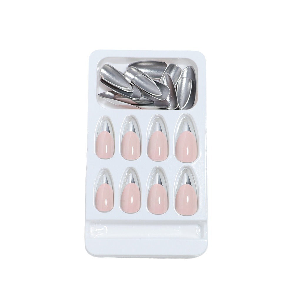 Glossy Stiletto Press-On Nail Set with Silver Accents Stornfield
