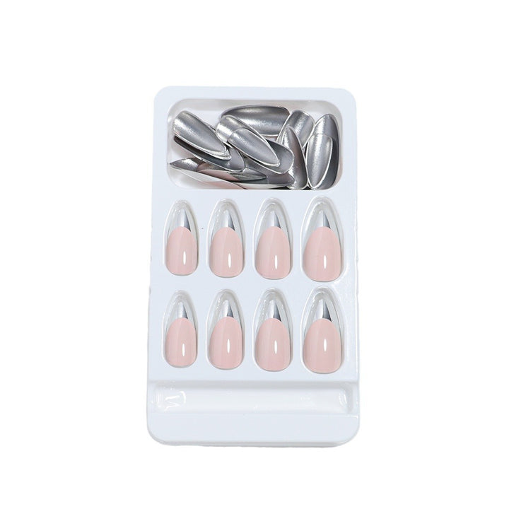 Glossy Stiletto Press-On Nail Set with Silver Accents Stornfield