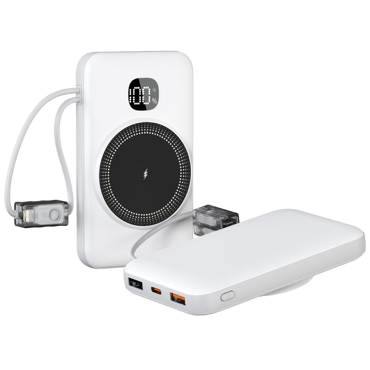 Portable power bank with integrated inductive fast charging function and LED charging status indicator Stornfield