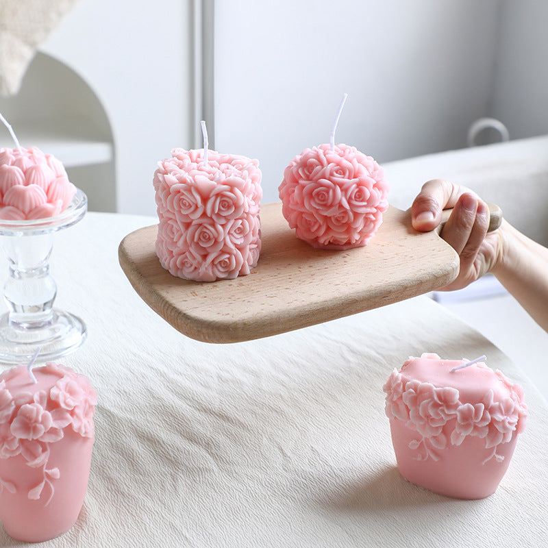 Hand-Poured Floral-Relief Cupcake Decorative Candle