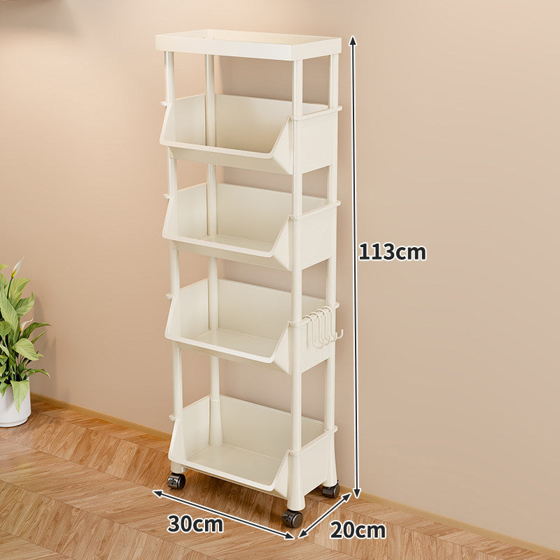 Compact Two-Tier Rolling Storage Cart with Side Hooks