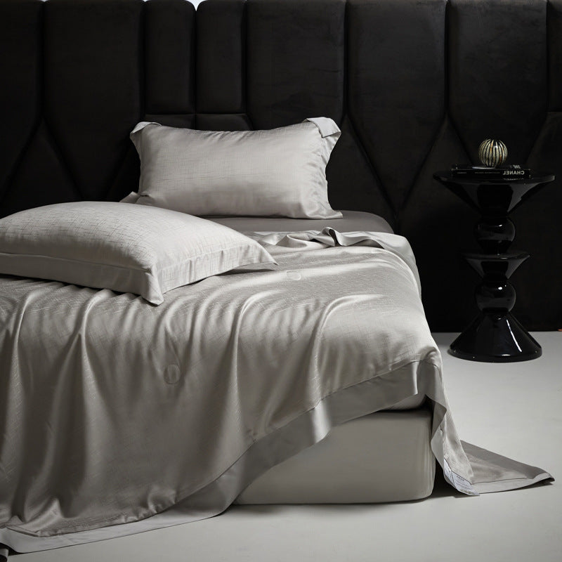 Silk-matte satin bedding set with fine texture and hotel border