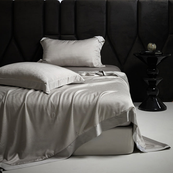 Silk-matte satin bedding set with fine texture and hotel border
