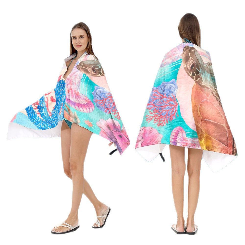 Hooded beach poncho with mandala motif Stornfield
