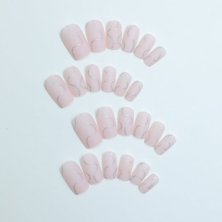 Nail art set with elegant glitter contour design Stornfield