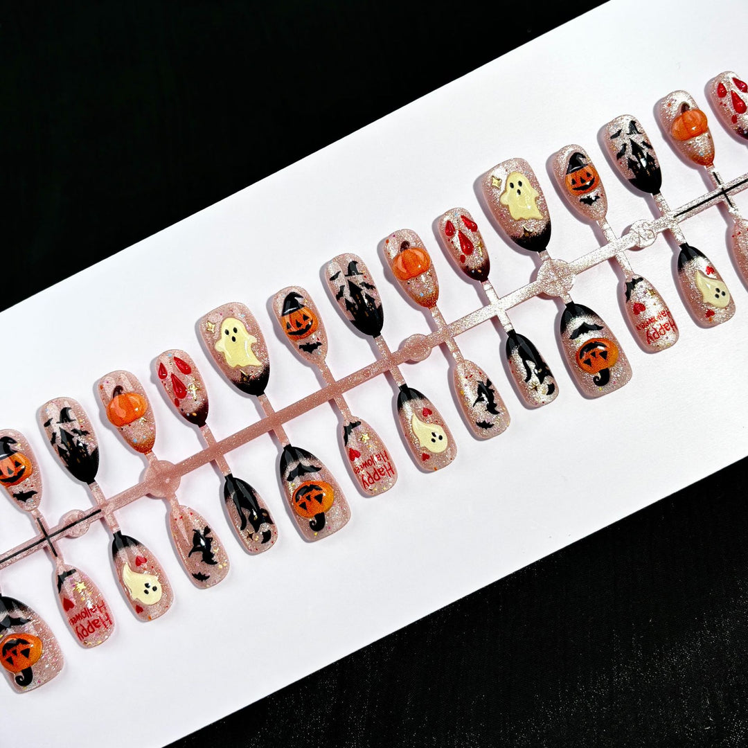 Creative Halloween-Themed Press-On Nail Art Set