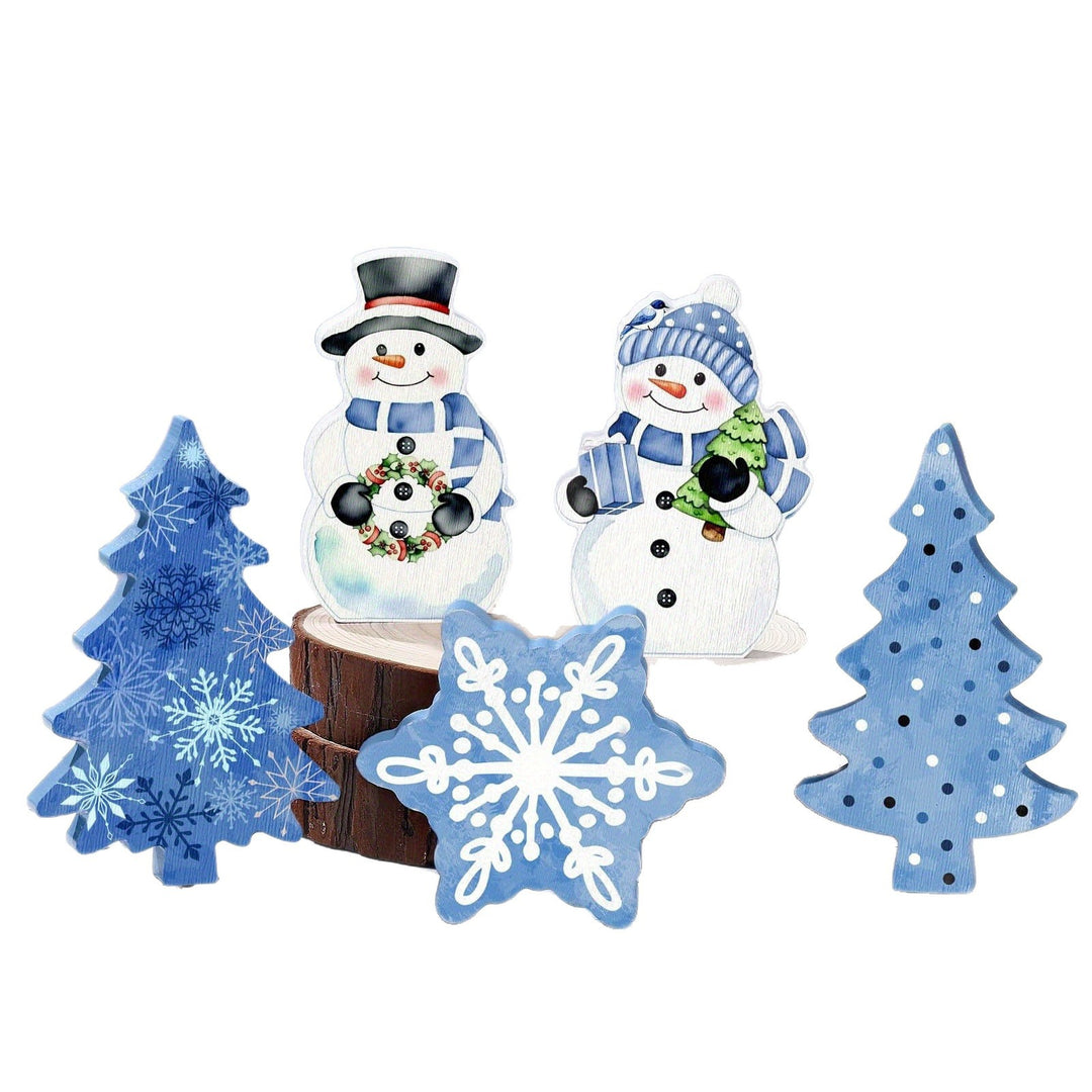 Holiday Snowman and Tree Decorative Figurines