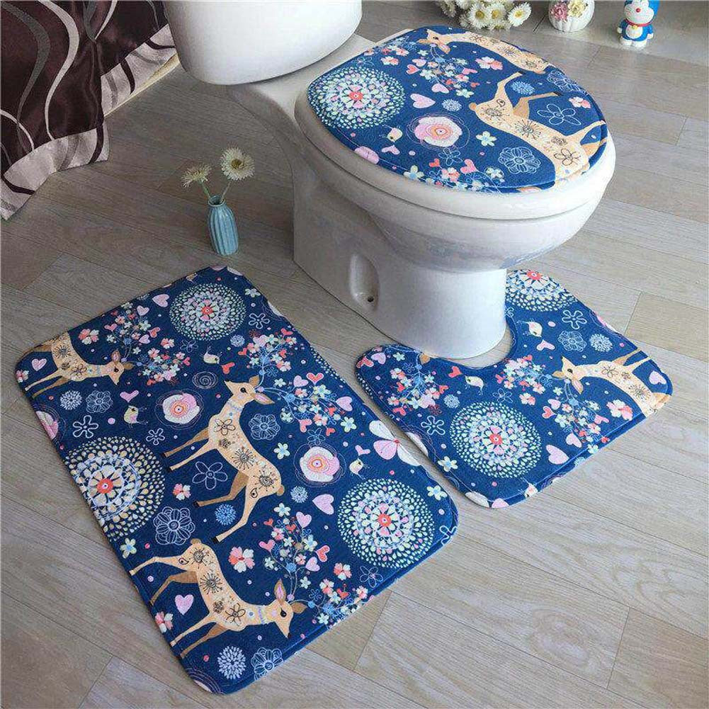 Stylish Geometric Pattern Bathroom Mat Set