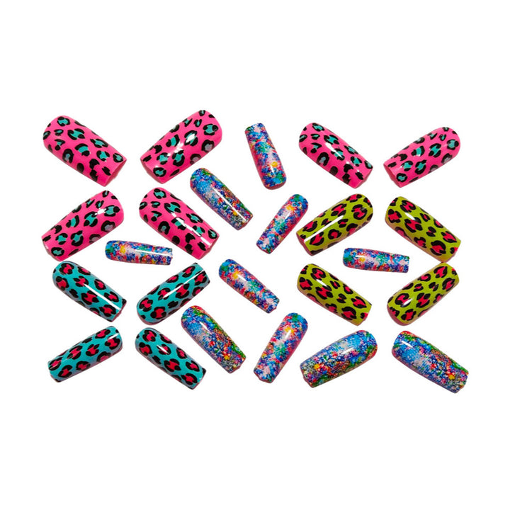 Colorful art nail creation with leopard motif Stornfield