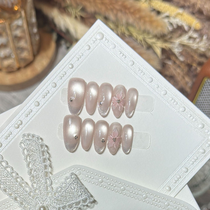 Elegant Floral Accented Press-On Nails Stornfield