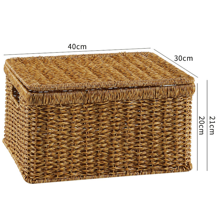 Unisex Rectangular Storage Basket with Decorative Lid Stornfield