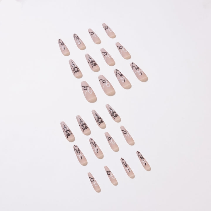 Artful nail extensions with creative line and heart design Stornfield