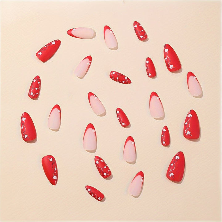 Elegant Heart-Embellished Press-On Nail Art Stornfield