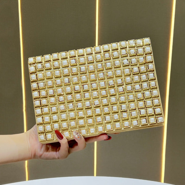 Decorative Crystal-Studded Evening Clutch