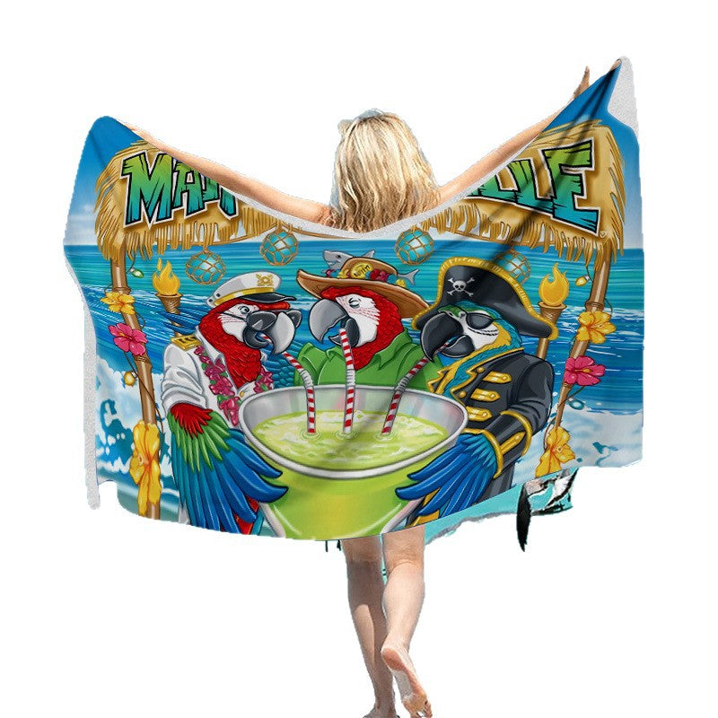 Beach towel with vibrant tropical motif Stornfield