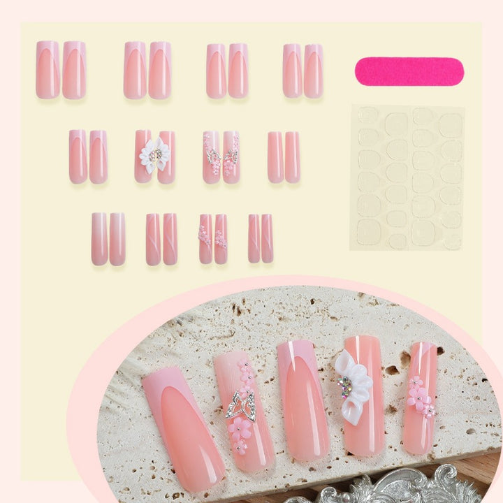 Artificial Nail Set with Delicate Floral Accents Stornfield
