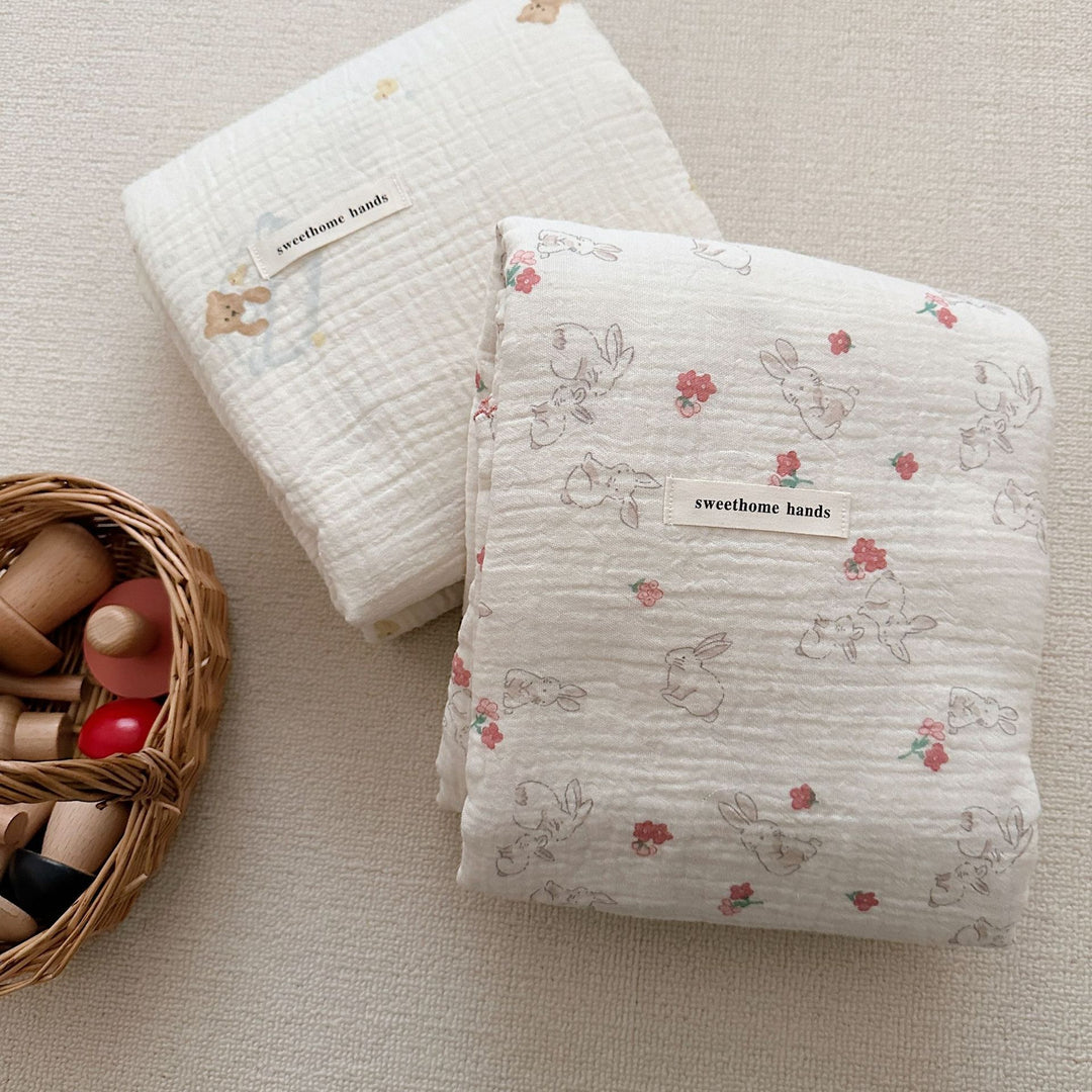 Unisex Cozy Muslin Blanket with Cute Rabbit Design Stornfield