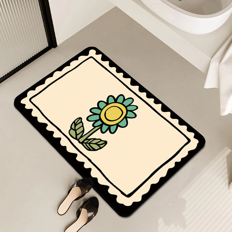 Decorative Floral Print Bath Mat Stornfield