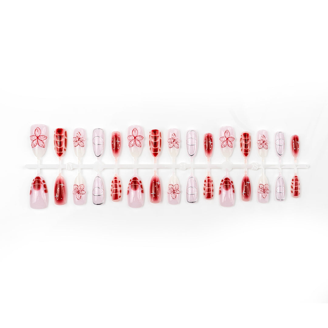 Artificial nails with floral accents and modern patterns Stornfield
