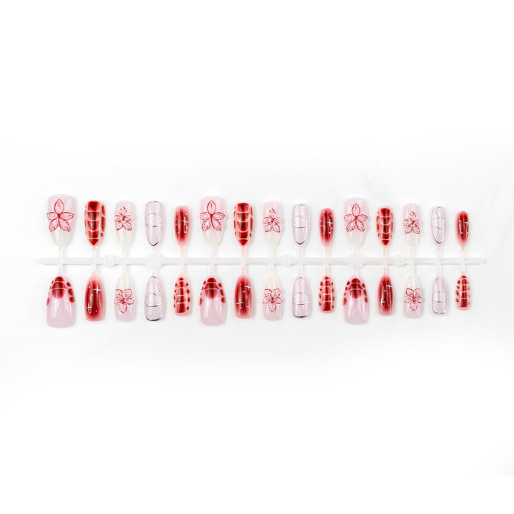 Artificial nails with floral accents and modern patterns Stornfield