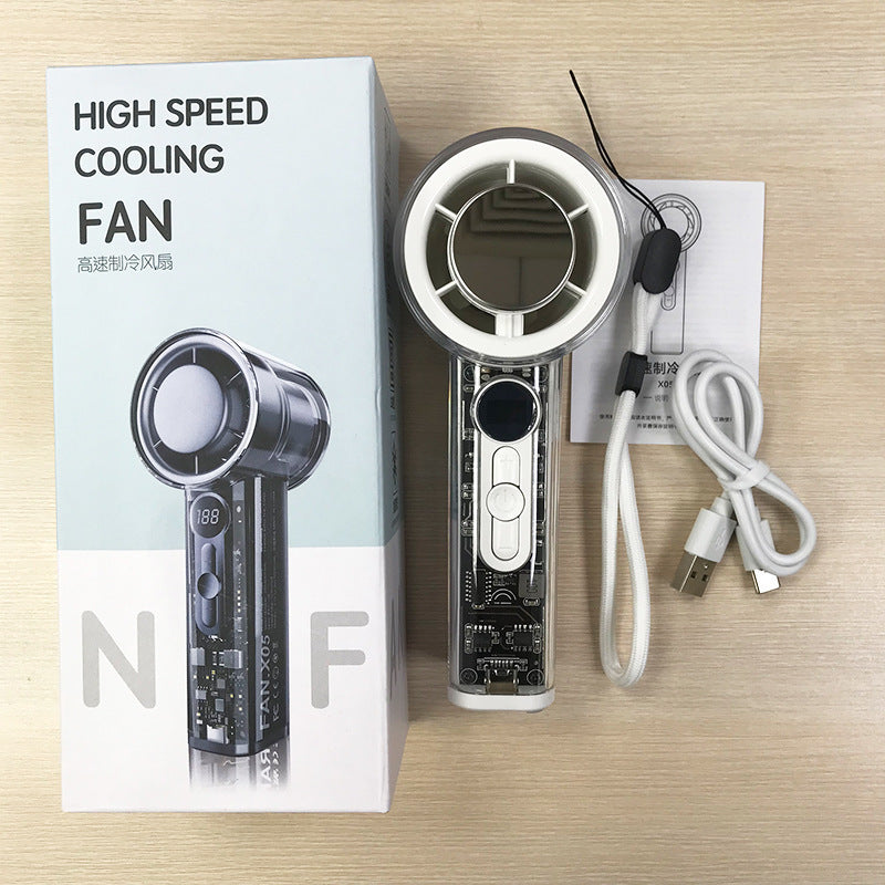 Cooling transparent handheld bladeless high-speed portable USB rechargeable fan Stornfield